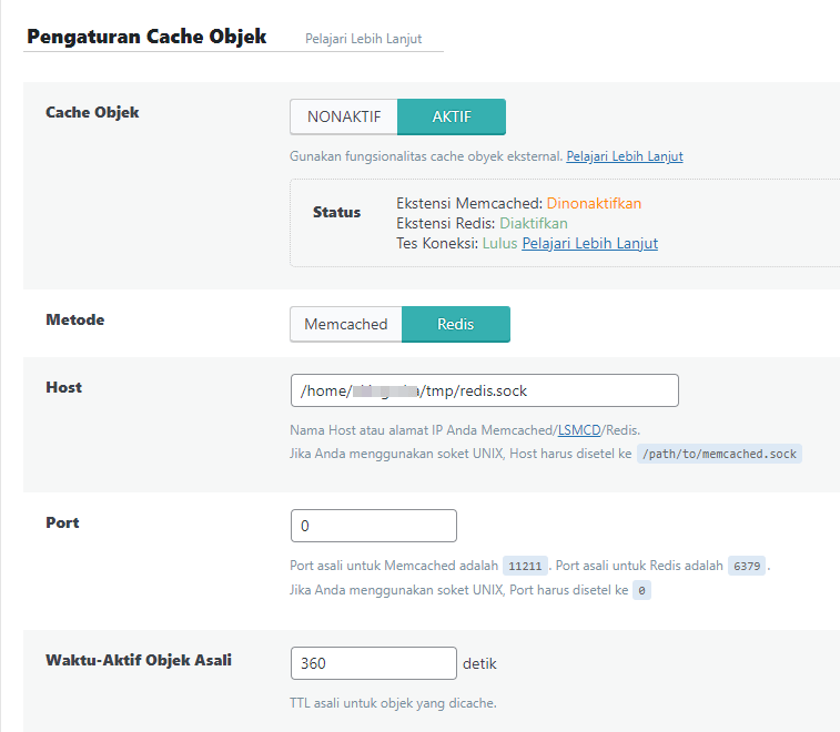 redis via litespeed cache